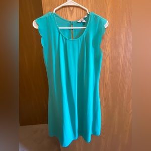 Size medium, bright blue scalloped shoulder dress
